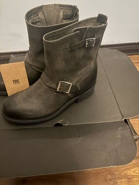 Frye charcoal color Leather Boot Interior with Size Stamp